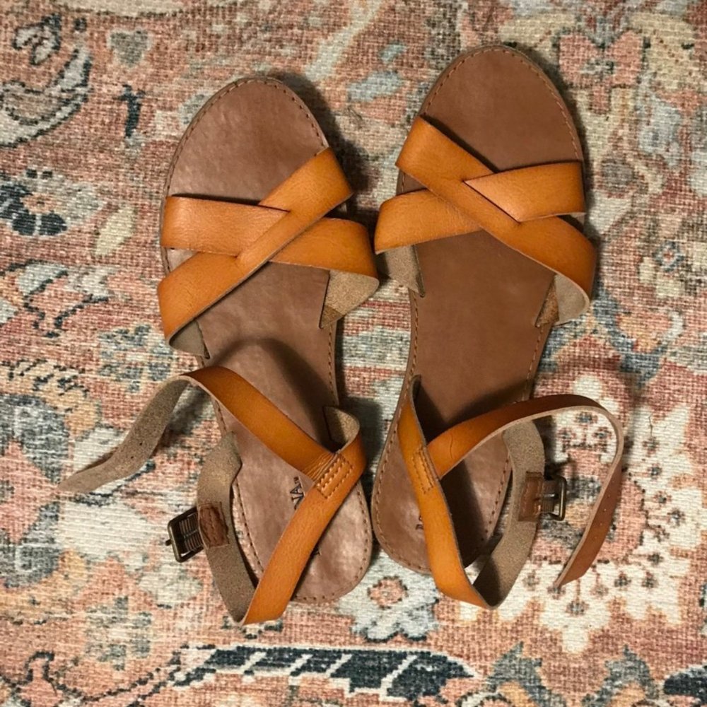 Merona Brown Cognac Sandals Sz 7.5